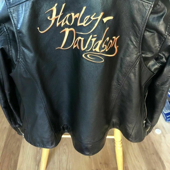 Harley-Davidson Jackets & Blazers - HARLEY LEATHER GOLD SCRIP FASHION JACKET LARGE